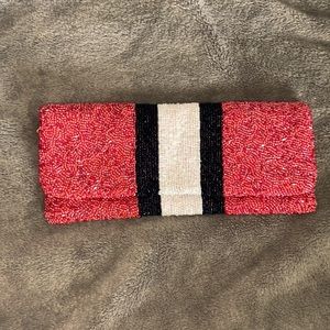 TIANA beaded Red black and white mini clutch